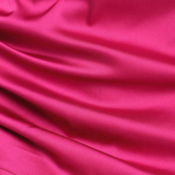 Causing Commotion Magenta Satin Cowl Asymmetrical Mini Dress - Picture 5 of 9